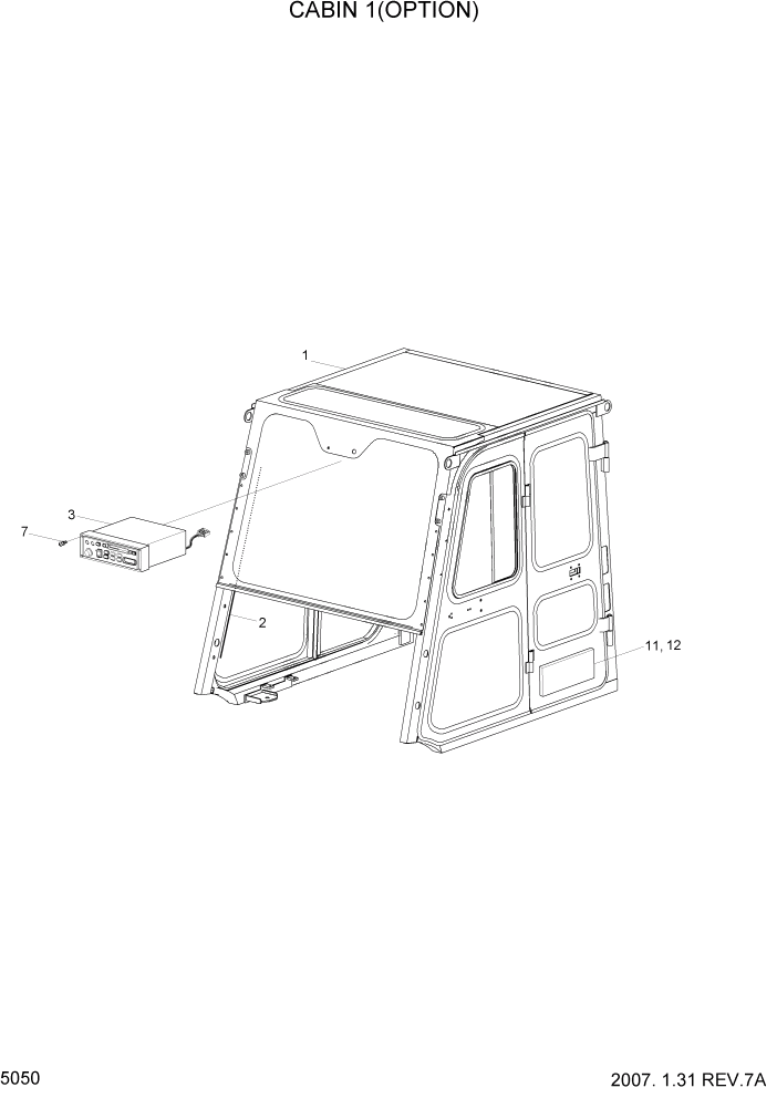 Схема запчастей Hyundai HDF50/HDF70-3 - PAGE 5050 CABIN 1(OPTION) СТРУКТУРА