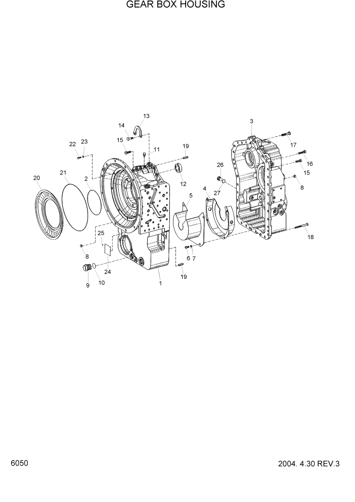 Схема запчастей Hyundai HDF50/HDF70-3 - PAGE 6050 GEAR BOX HOUSING СИЛОВАЯ СИСТЕМА