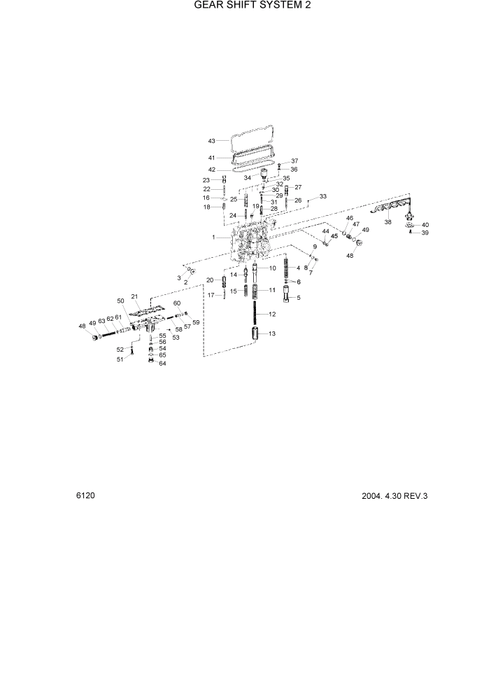 Схема запчастей Hyundai HDF50/HDF70-3 - PAGE 6120 GEAR SHIFT SYSTEM 2 СИЛОВАЯ СИСТЕМА