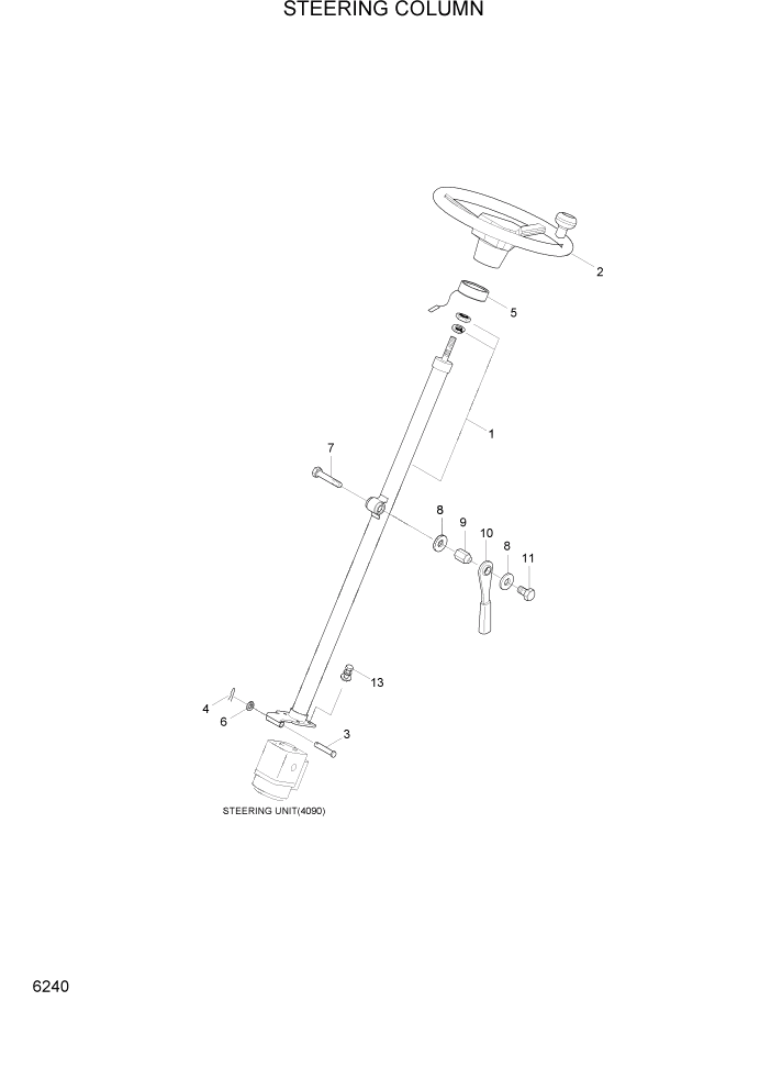 Схема запчастей Hyundai HDF50/HDF70-3 - PAGE 6240 STEERING COLUMN СИЛОВАЯ СИСТЕМА