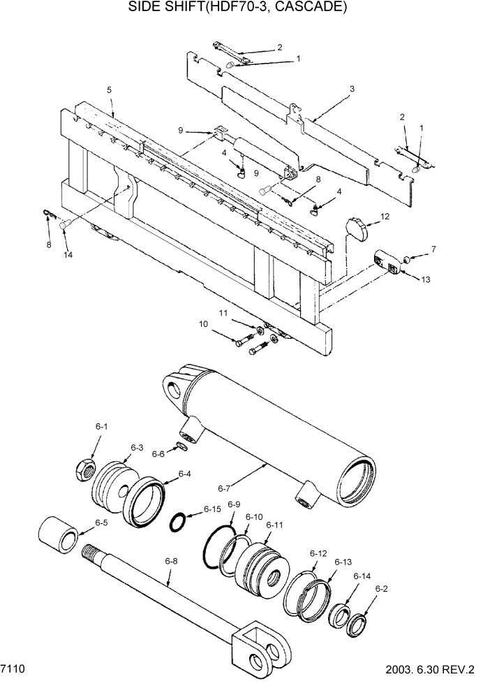 Схема запчастей Hyundai HDF50/HDF70-3 - PAGE 7110 SIDE SHIFT(HDF70-3,CASCADE) РАБОЧЕЕ ОБОРУДОВАНИЕ