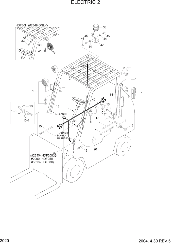 Схема запчастей Hyundai HDF20/HDF25/HDF30-2 - PAGE 2020 ELECTRIC 2 ЭЛЕКТРИЧЕСКАЯ СИСТЕМА