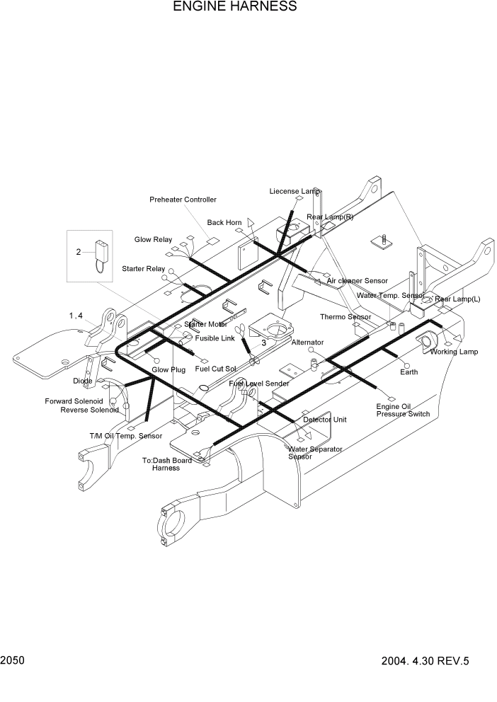 Схема запчастей Hyundai HDF20/HDF25/HDF30-2 - PAGE 2050 ENGINE HARNESS ЭЛЕКТРИЧЕСКАЯ СИСТЕМА