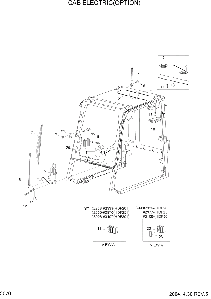 Схема запчастей Hyundai HDF20/HDF25/HDF30-2 - PAGE 2070 CAB ELECTRIC(OPTION) ЭЛЕКТРИЧЕСКАЯ СИСТЕМА