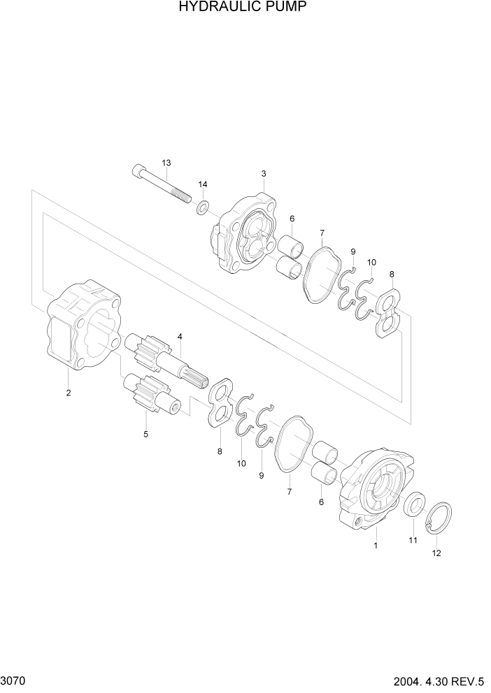 Схема запчастей Hyundai HDF20/HDF25/HDF30-2 - PAGE 3070 HYDRAULIC PUMP ГИДРАВЛИЧЕСКАЯ СИСТЕМА