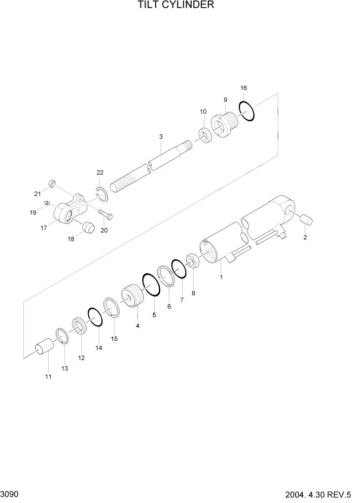 Схема запчастей Hyundai HDF20/HDF25/HDF30-2 - PAGE 3090 TILT CYLINDER ГИДРАВЛИЧЕСКАЯ СИСТЕМА