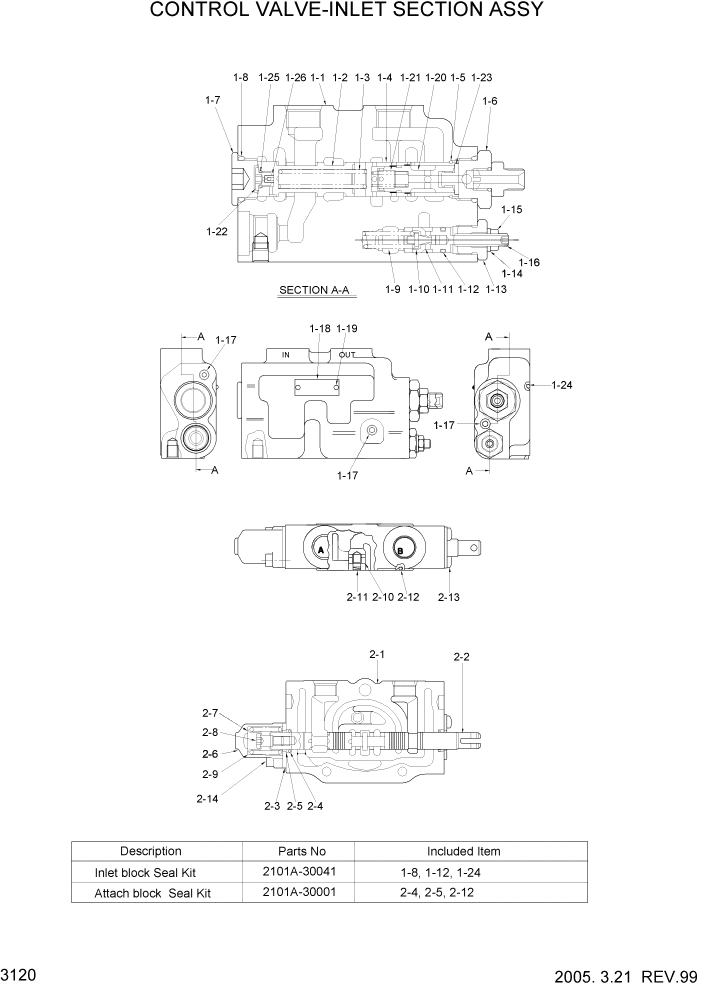 Схема запчастей Hyundai HDF20/HDF25/HDF30-2 - PAGE 3120 CONTROL VALVE-INLET SECTION ASSY ГИДРАВЛИЧЕСКАЯ СИСТЕМА