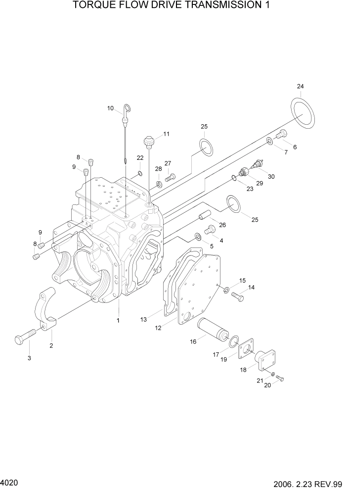 Схема запчастей Hyundai HDF20/HDF25/HDF30-2 - PAGE 4020 TORQUE FLOW DRIVE TRANSMISSION 1 СИЛОВАЯ СИСТЕМА