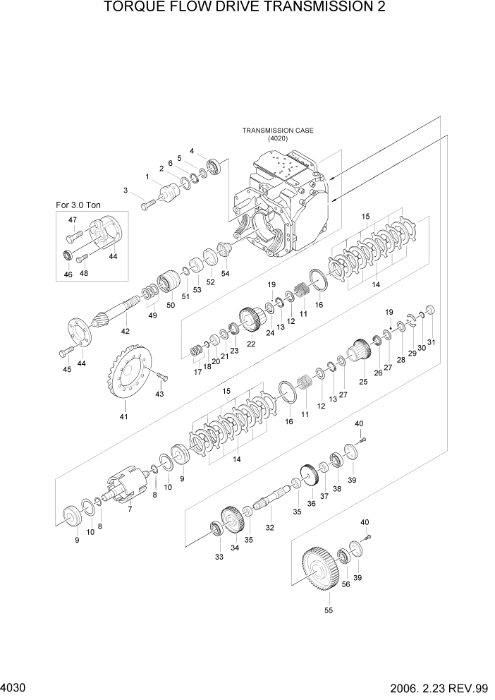 Схема запчастей Hyundai HDF20/HDF25/HDF30-2 - PAGE 4030 TORQUE FLOW DRIVE TRANSMISSION 2 СИЛОВАЯ СИСТЕМА