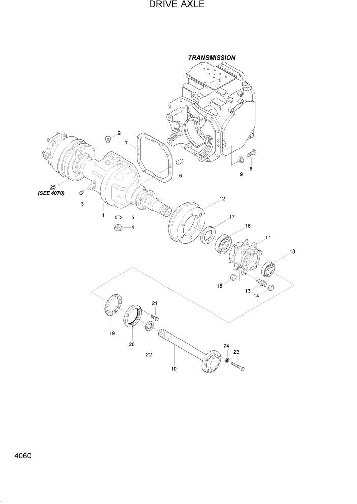 Схема запчастей Hyundai HDF20/HDF25/HDF30-2 - PAGE 4060 DRIVE AXLE СИЛОВАЯ СИСТЕМА