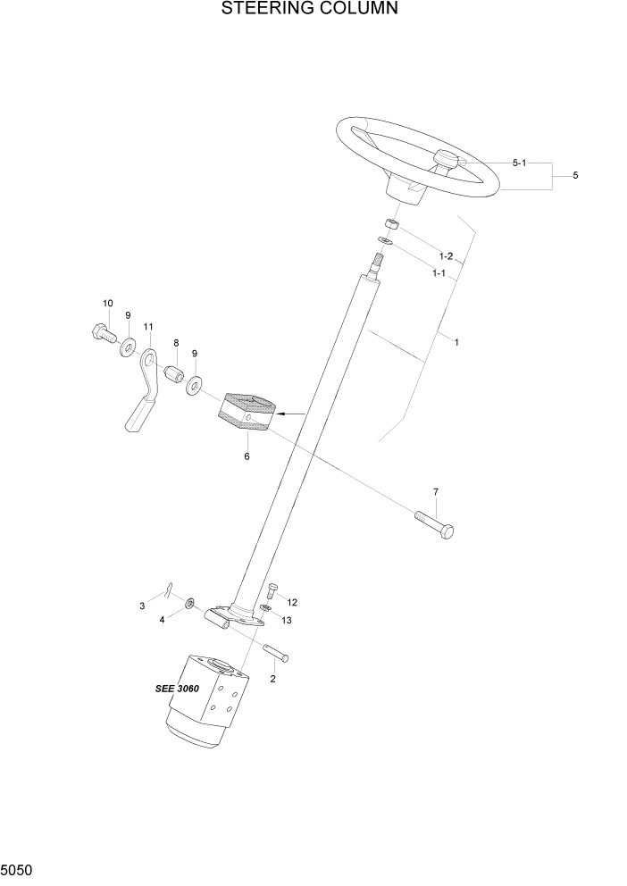 Схема запчастей Hyundai HDF20/HDF25/HDF30-2 - PAGE 5050 STEERING COLUMN СИСТЕМА УПРАВЛЕНИЯ