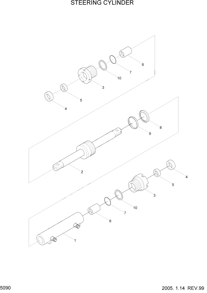 Схема запчастей Hyundai HDF20/HDF25/HDF30-2 - PAGE 5091 STEERING CYLINDER(NEW) СИСТЕМА УПРАВЛЕНИЯ