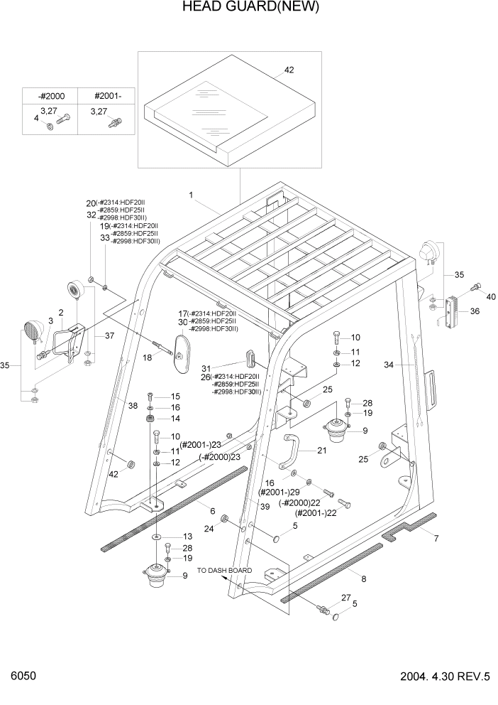 Схема запчастей Hyundai HDF20/HDF25/HDF30-2 - PAGE 6050 HEAD GUARD(NEW) СТРУКТУРА