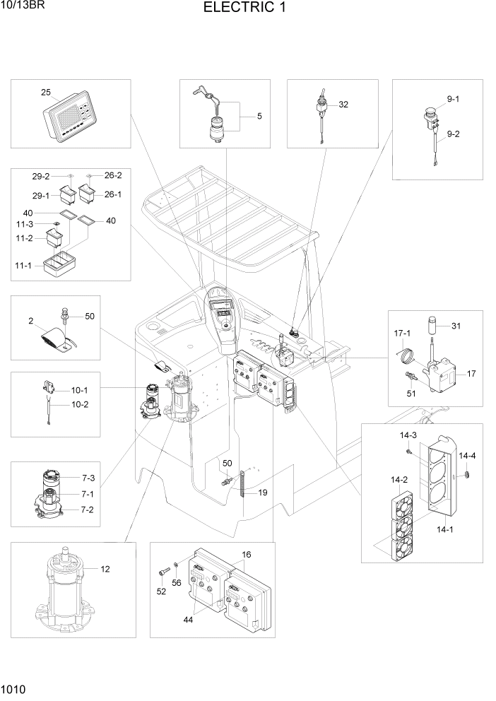 Схема запчастей Hyundai 10/13BR - PAGE 1010 ELECTRIC 1 ЭЛЕКТРИЧЕСКАЯ СИСТЕМА