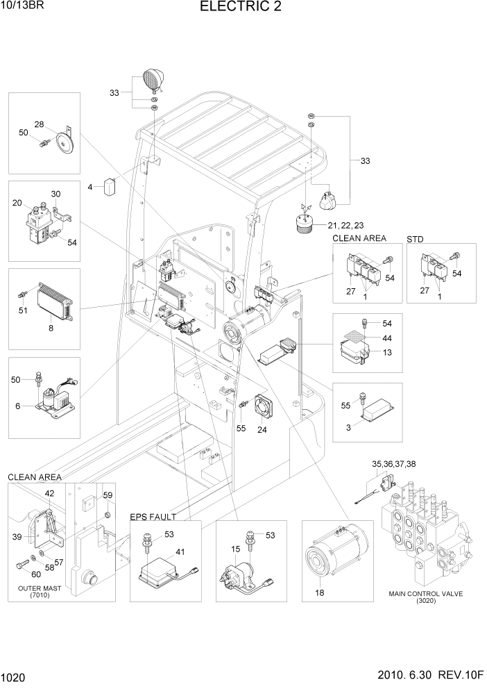 Схема запчастей Hyundai 10/13BR - PAGE 1020 ELECTRIC 2 ЭЛЕКТРИЧЕСКАЯ СИСТЕМА