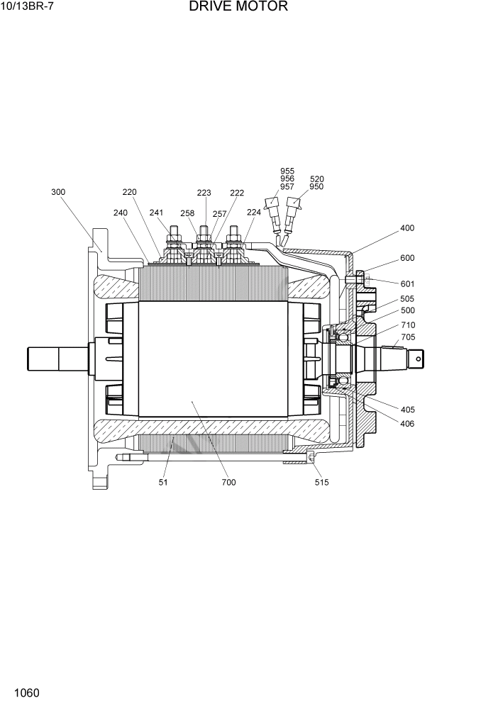 Схема запчастей Hyundai 10/13BR - PAGE 1060 DRIVE MOTOR ЭЛЕКТРИЧЕСКАЯ СИСТЕМА