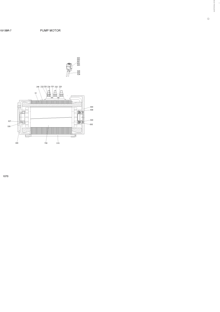 Схема запчастей Hyundai 10/13BR - PAGE 1070 PUMP MOTOR ЭЛЕКТРИЧЕСКАЯ СИСТЕМА