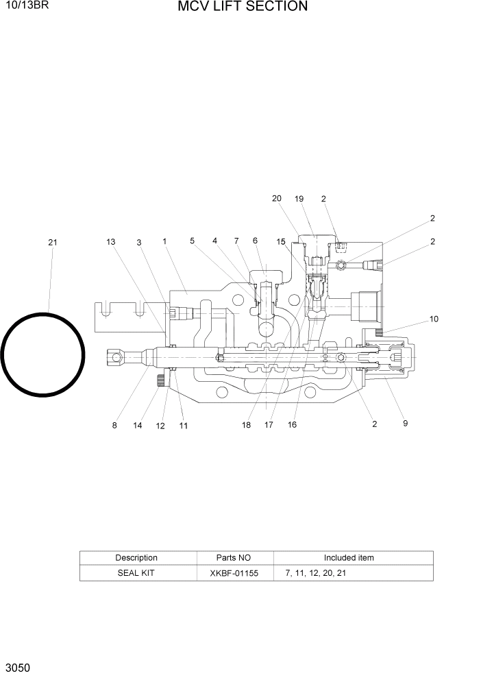 Схема запчастей Hyundai 10/13BR - PAGE 3050 MCV LIFT SECTION ГИДРАВЛИЧЕСКИЕ КОМПОНЕНТЫ