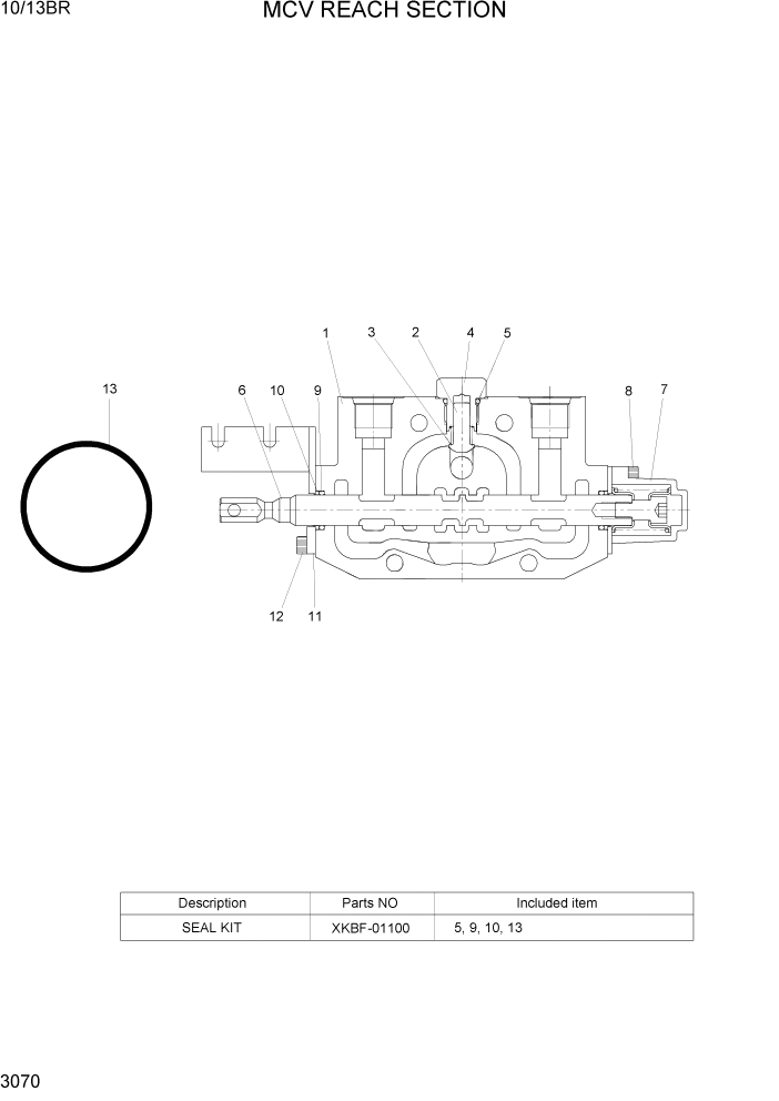 Схема запчастей Hyundai 10/13BR - PAGE 3070 MCV REACH SECTION ГИДРАВЛИЧЕСКИЕ КОМПОНЕНТЫ