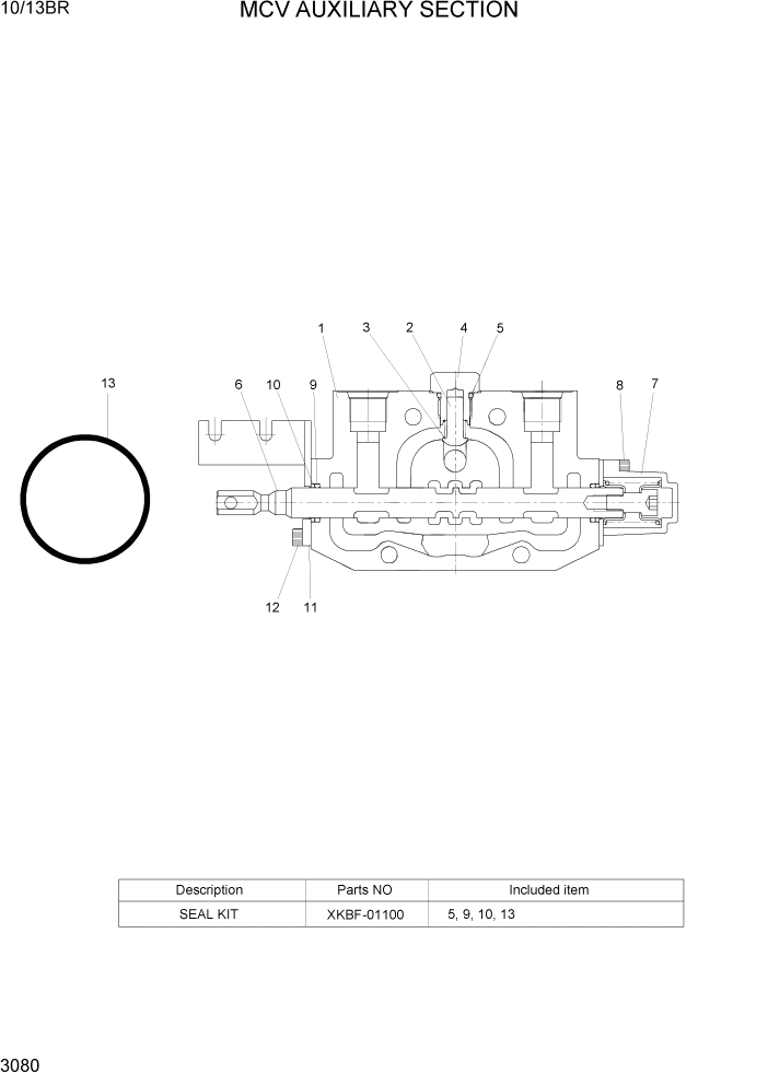 Схема запчастей Hyundai 10/13BR - PAGE 3080 MCV AUXILIARY SECTION ГИДРАВЛИЧЕСКИЕ КОМПОНЕНТЫ