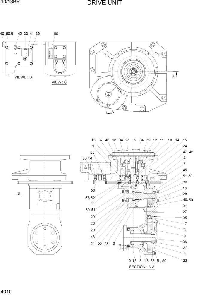 Схема запчастей Hyundai 10/13BR - PAGE 4010 DRIVE UNIT СИЛОВАЯ СИСТЕМА