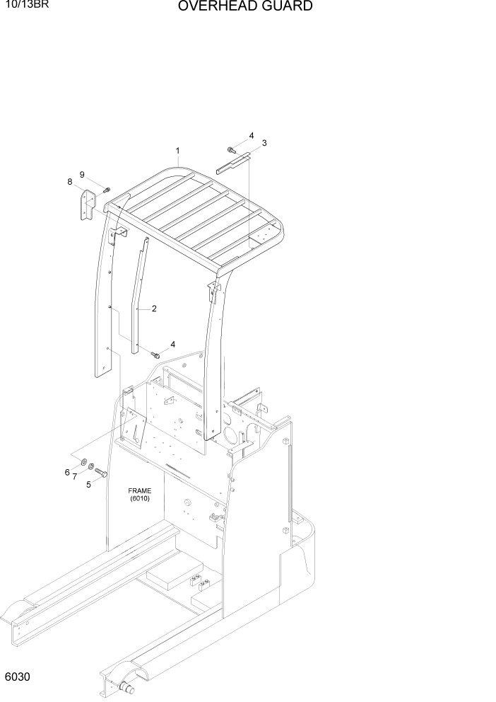 Схема запчастей Hyundai 10/13BR - PAGE 6030 OVERHEAD GUARD СТРУКТУРА