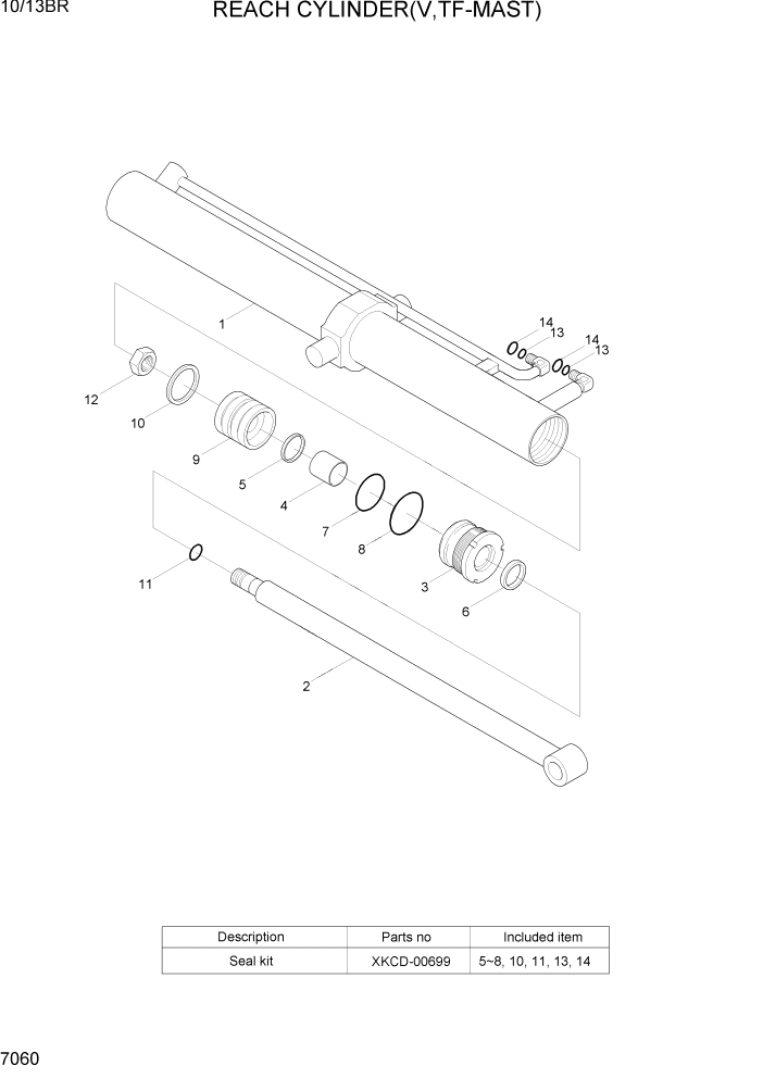 Схема запчастей Hyundai 10/13BR - PAGE 7060 REACH CYLINDER(V,TF-MAST) РАБОЧЕЕ ОБОРУДОВАНИЕ