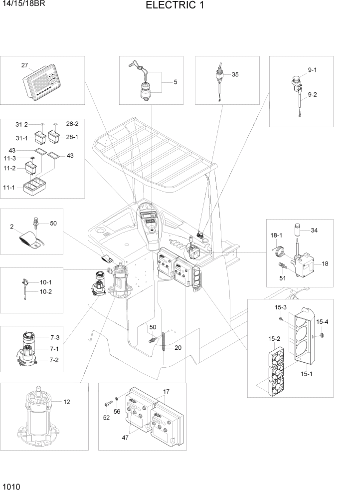 Схема запчастей Hyundai 14/15/18BR - PAGE 1010 ELECTRIC 1 ЭЛЕКТРИЧЕСКАЯ СИСТЕМА