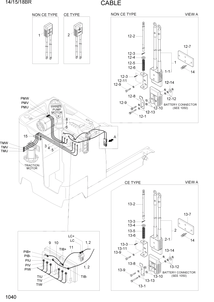 Схема запчастей Hyundai 14/15/18BR - PAGE 1040 CABLE ЭЛЕКТРИЧЕСКАЯ СИСТЕМА