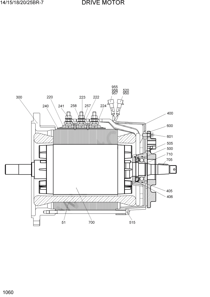 Схема запчастей Hyundai 14/15/18BR - PAGE 1060 DRIVE MOTOR ЭЛЕКТРИЧЕСКАЯ СИСТЕМА