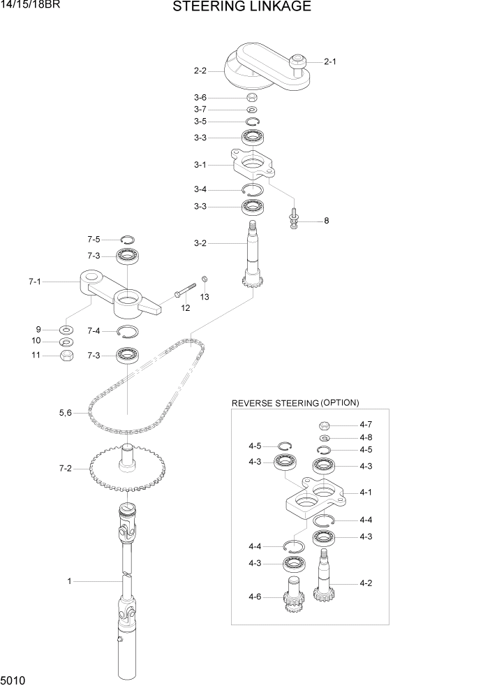 Схема запчастей Hyundai 14/15/18BR - PAGE 5010 STEERING LINKAGE СИСТЕМА УПРАВЛЕНИЯ