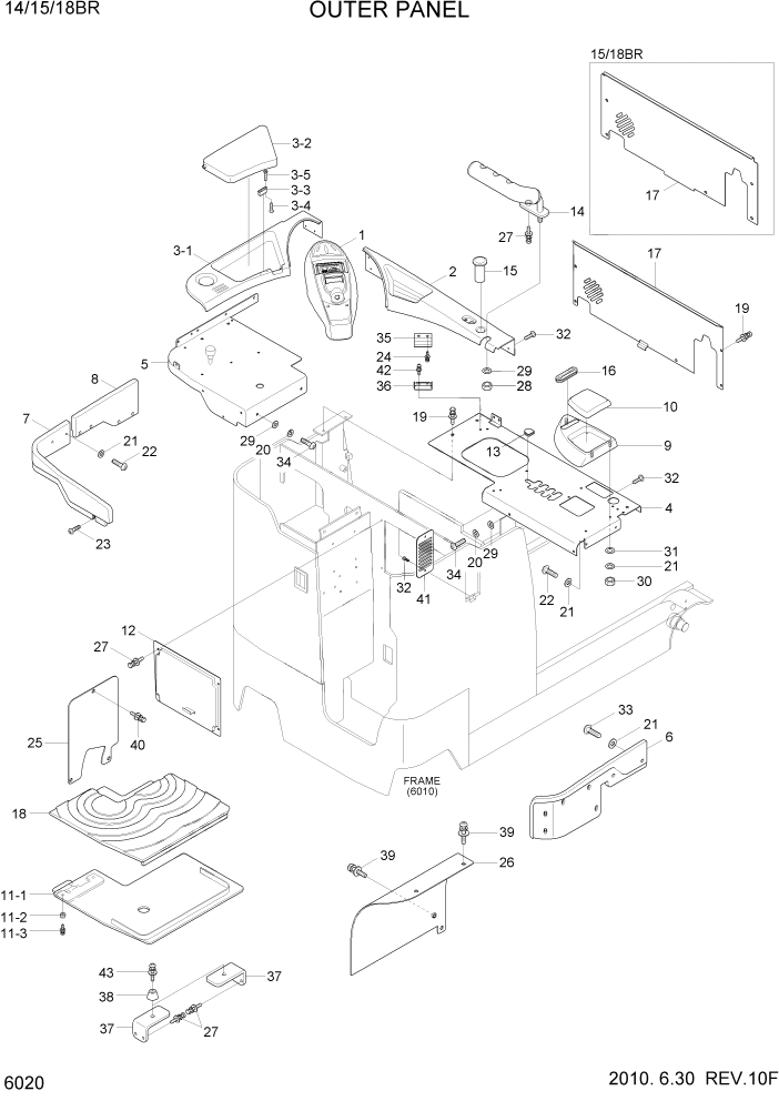 Схема запчастей Hyundai 14/15/18BR - PAGE 6020 OUTER PANEL СТРУКТУРА