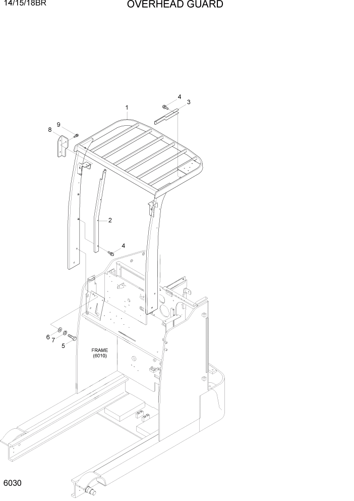 Схема запчастей Hyundai 14/15/18BR - PAGE 6030 OVERHEAD GUARD СТРУКТУРА