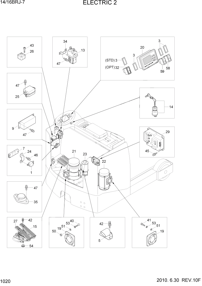 Схема запчастей Hyundai 14BRJ/16BRJ-7 - PAGE 1020 ELECTRIC 2 ЭЛЕКТРИЧЕСКАЯ СИСТЕМА