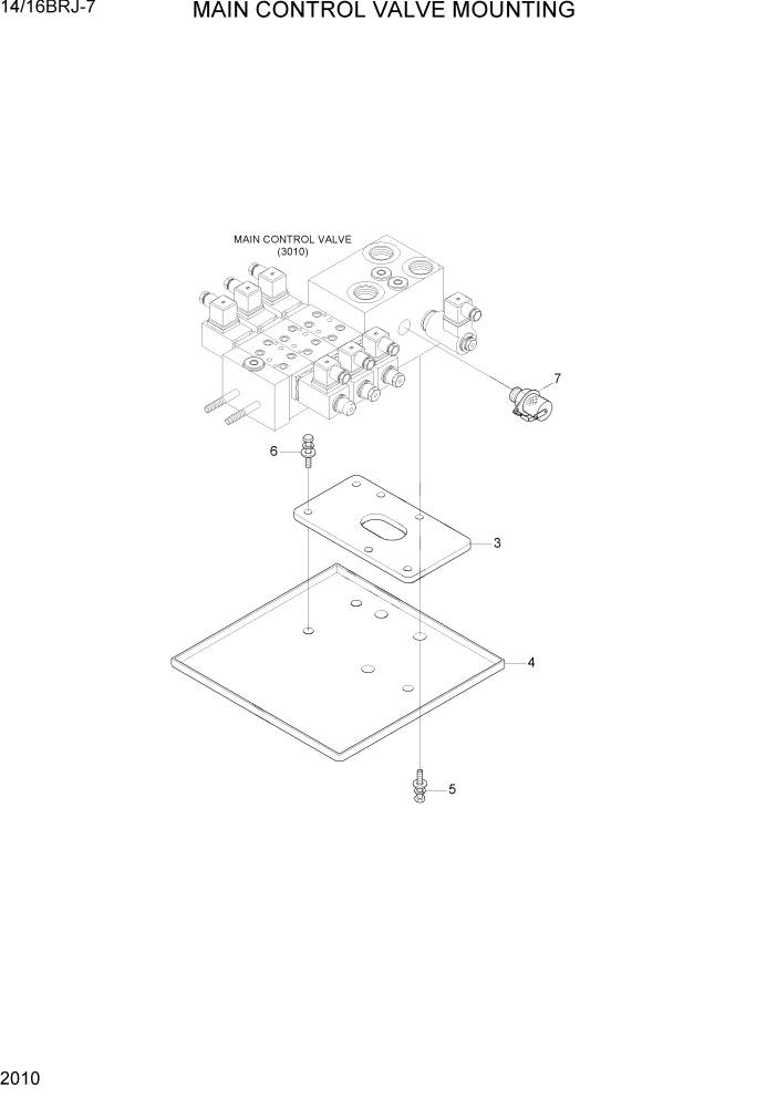 Схема запчастей Hyundai 14BRJ/16BRJ-7 - PAGE 2010 MAIN CONTROL VALVE MOUNTING ГИДРАВЛИЧЕСКАЯ СИСТЕМА