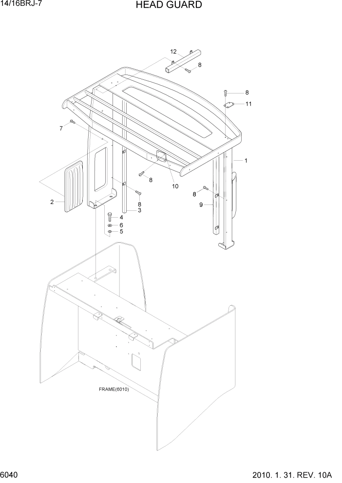 Схема запчастей Hyundai 14BRJ/16BRJ-7 - PAGE 6040 HEAD GUARD СТРУКТУРА