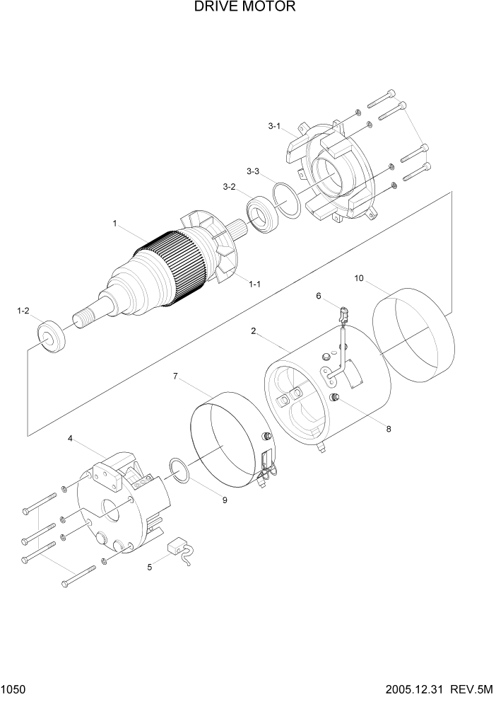 Схема запчастей Hyundai HBR14/HBR15/HBR18-7 - PAGE 1050 DRIVE MOTOR ЭЛЕКТРИЧЕСКАЯ СИСТЕМА