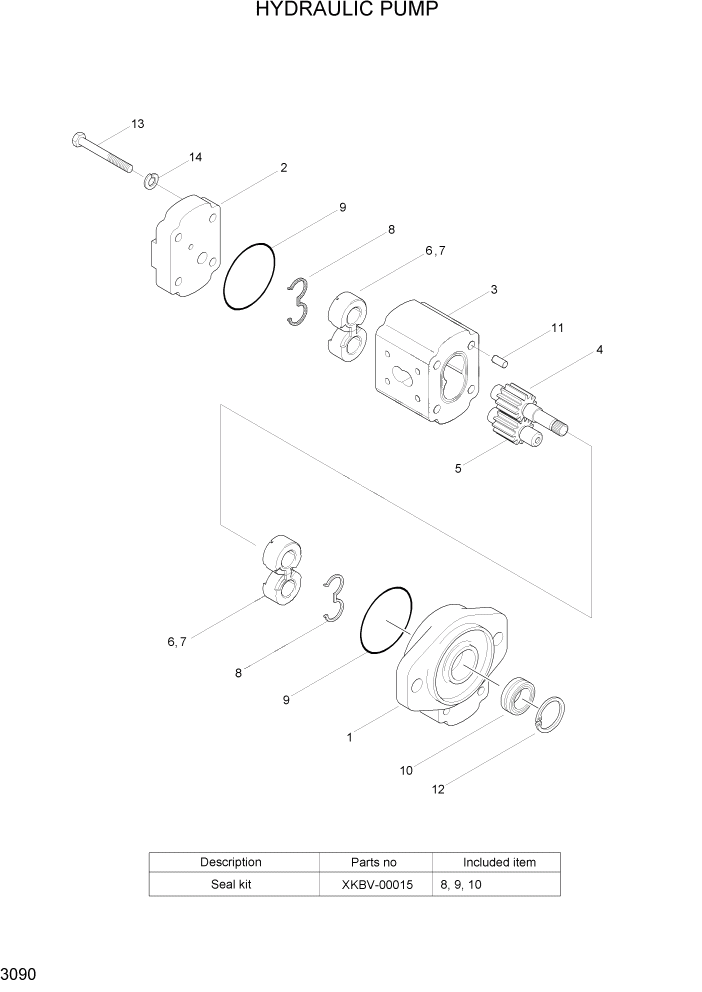 Схема запчастей Hyundai HBR14/HBR15/HBR18-7 - PAGE 3090 HYDRAULIC PUMP ГИДРАВЛИЧЕСКИЕ КОМПОНЕНТЫ