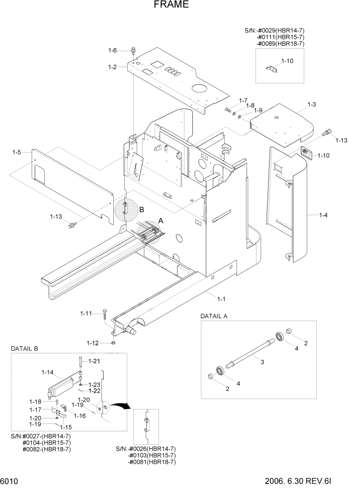 Схема запчастей Hyundai HBR14/HBR15/HBR18-7 - PAGE 6010 FRAME СТРУКТУРА