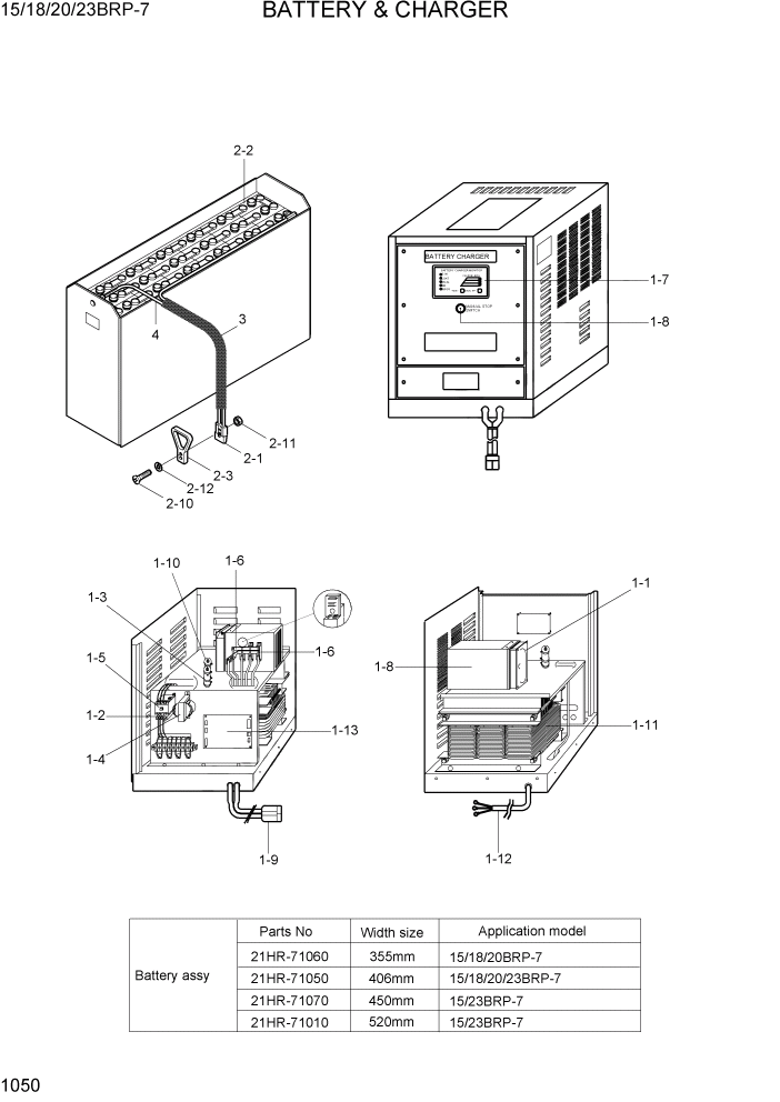 Схема запчастей Hyundai 15/18/20/23BRP-7 - PAGE 1050 BATTERY AND CHARGER ЭЛЕКТРИЧЕСКАЯ СИСТЕМА