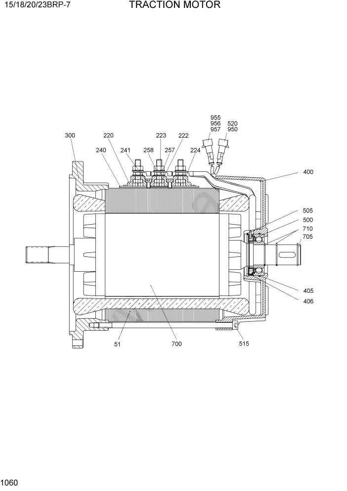 Схема запчастей Hyundai 15/18/20/23BRP-7 - PAGE 1060 TRACTION MOTOR ЭЛЕКТРИЧЕСКАЯ СИСТЕМА