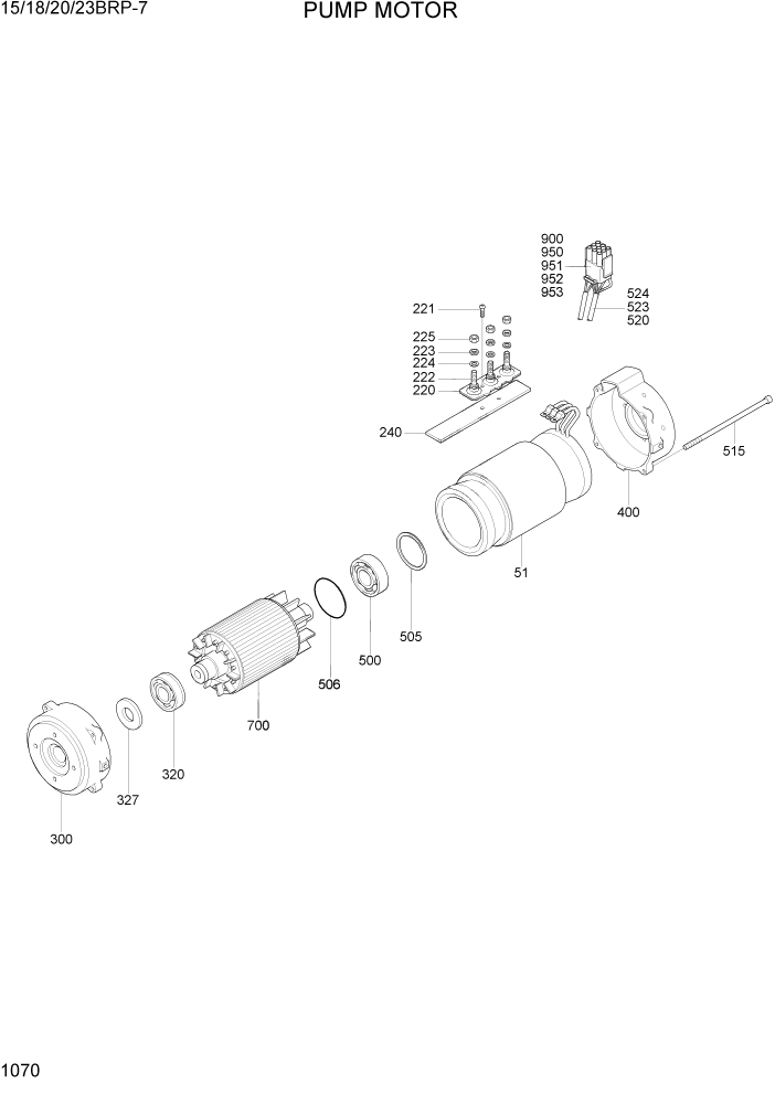 Схема запчастей Hyundai 15/18/20/23BRP-7 - PAGE 1070 PUMP MOTOR ЭЛЕКТРИЧЕСКАЯ СИСТЕМА