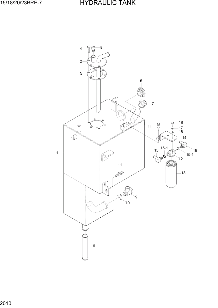 Схема запчастей Hyundai 15/18/20/23BRP-7 - PAGE 2010 HYDRAULIC TANK ГИДРАВЛИЧЕСКАЯ СИСТЕМА