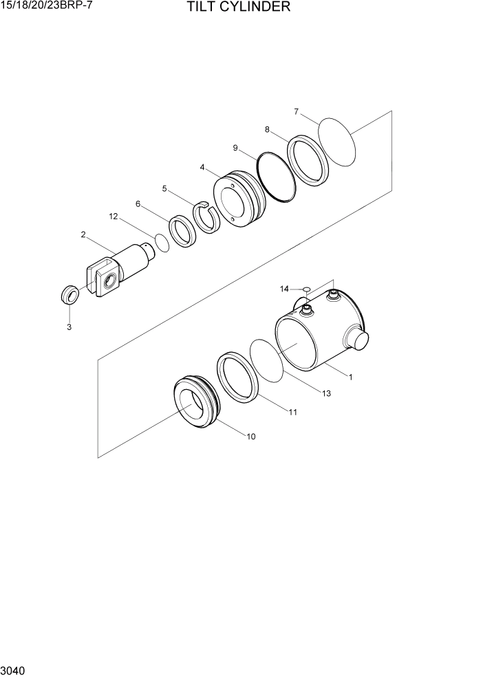 Схема запчастей Hyundai 15/18/20/23BRP-7 - PAGE 3040 TILT CYLINDER ГИДРАВЛИЧЕСКИЕ КОМПОНЕНТЫ