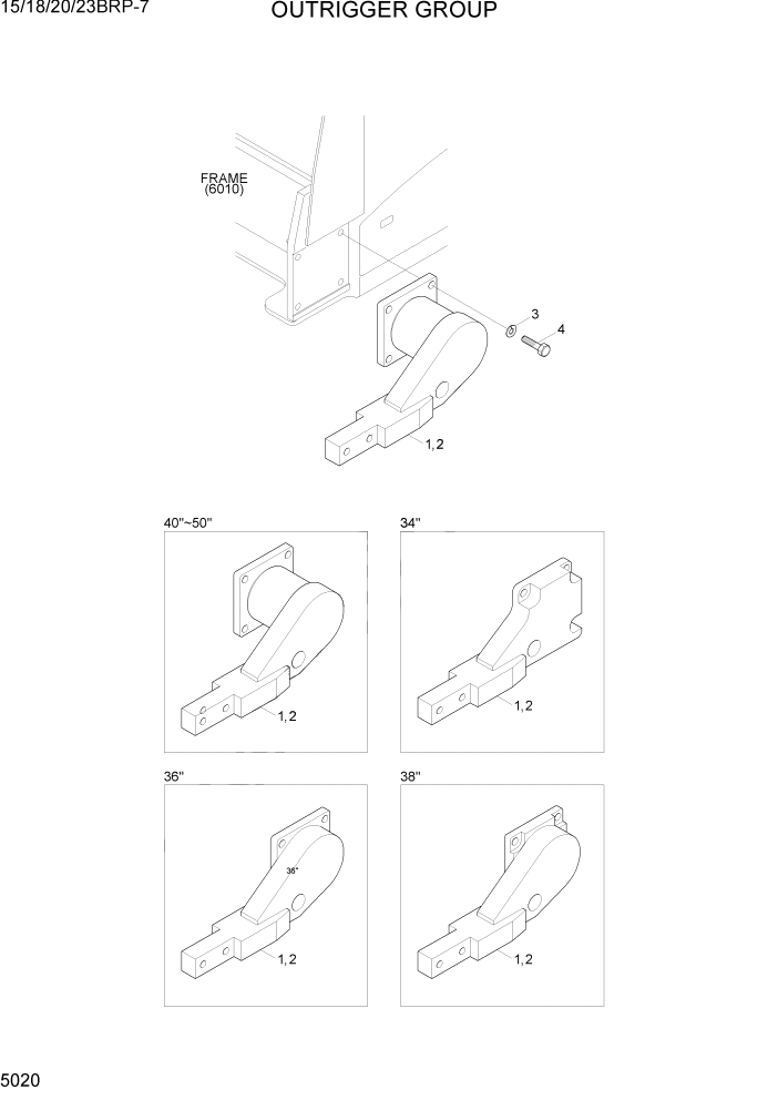 Схема запчастей Hyundai 15/18/20/23BRP-7 - PAGE 5020 OUTRIGGER GROUP СИСТЕМА УПРАВЛЕНИЯ