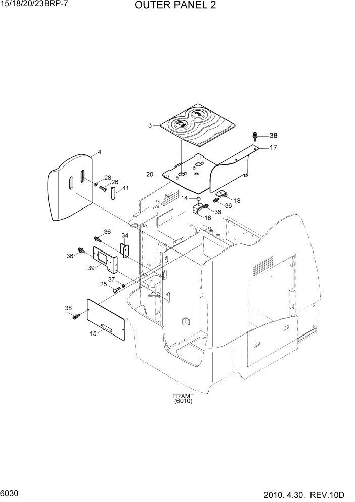 Схема запчастей Hyundai 15/18/20/23BRP-7 - PAGE 6030 OUTER PANEL 2 СТРУКТУРА