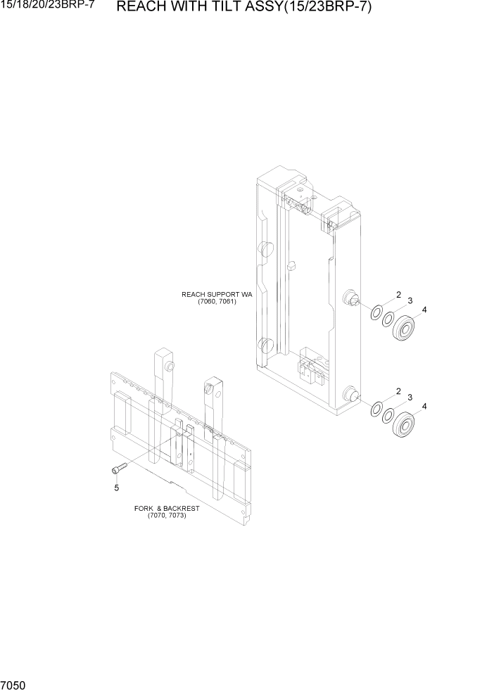 Схема запчастей Hyundai 15/18/20/23BRP-7 - PAGE 7050 REACH WITH TILT ASSY (15/23BRP-7) РАБОЧЕЕ ОБОРУДОВАНИЕ