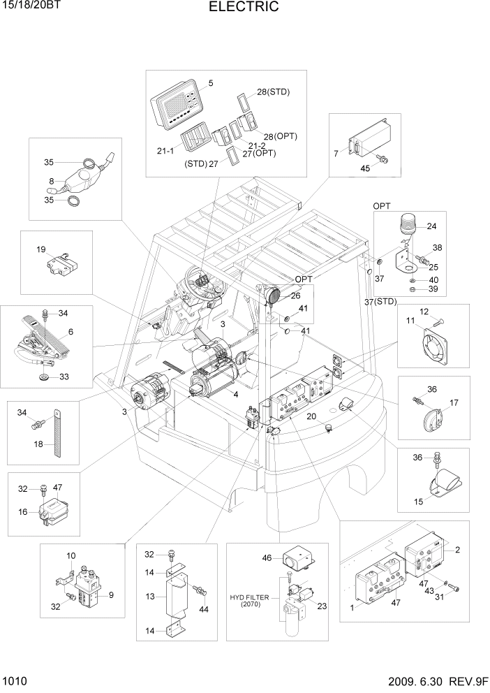 Схема запчастей Hyundai 15/18/20BT - PAGE 1010 ELECTRIC ЭЛЕКТРИЧЕСКАЯ СИСТЕМА