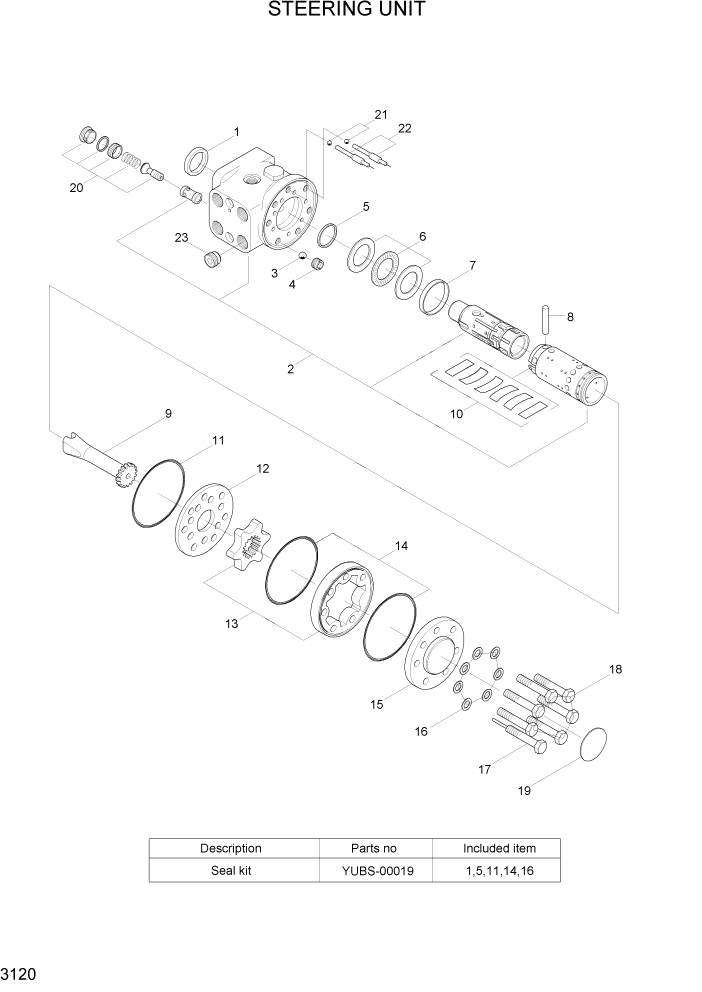 Схема запчастей Hyundai 15/18/20BT - PAGE 3120 STEERING UNIT ГИДРАВЛИЧЕСКИЕ КОМПОНЕНТЫ