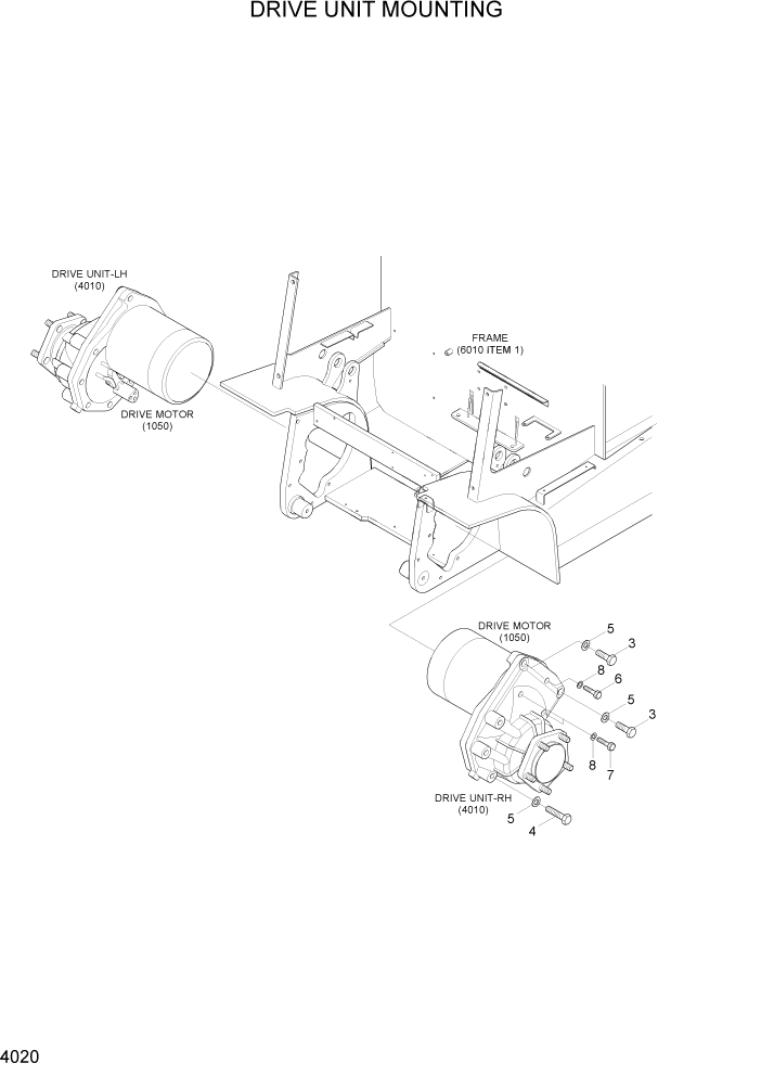 Схема запчастей Hyundai 15/18/20BT - PAGE 4020 DRIVE UNIT MOUNTING СИЛОВАЯ СИСТЕМА